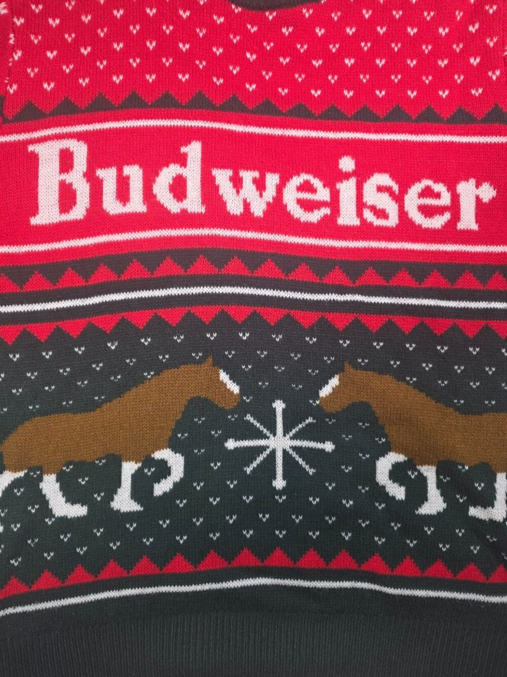 Budweiser Spellout Clydesdale Holiday Sweater, Men's XL